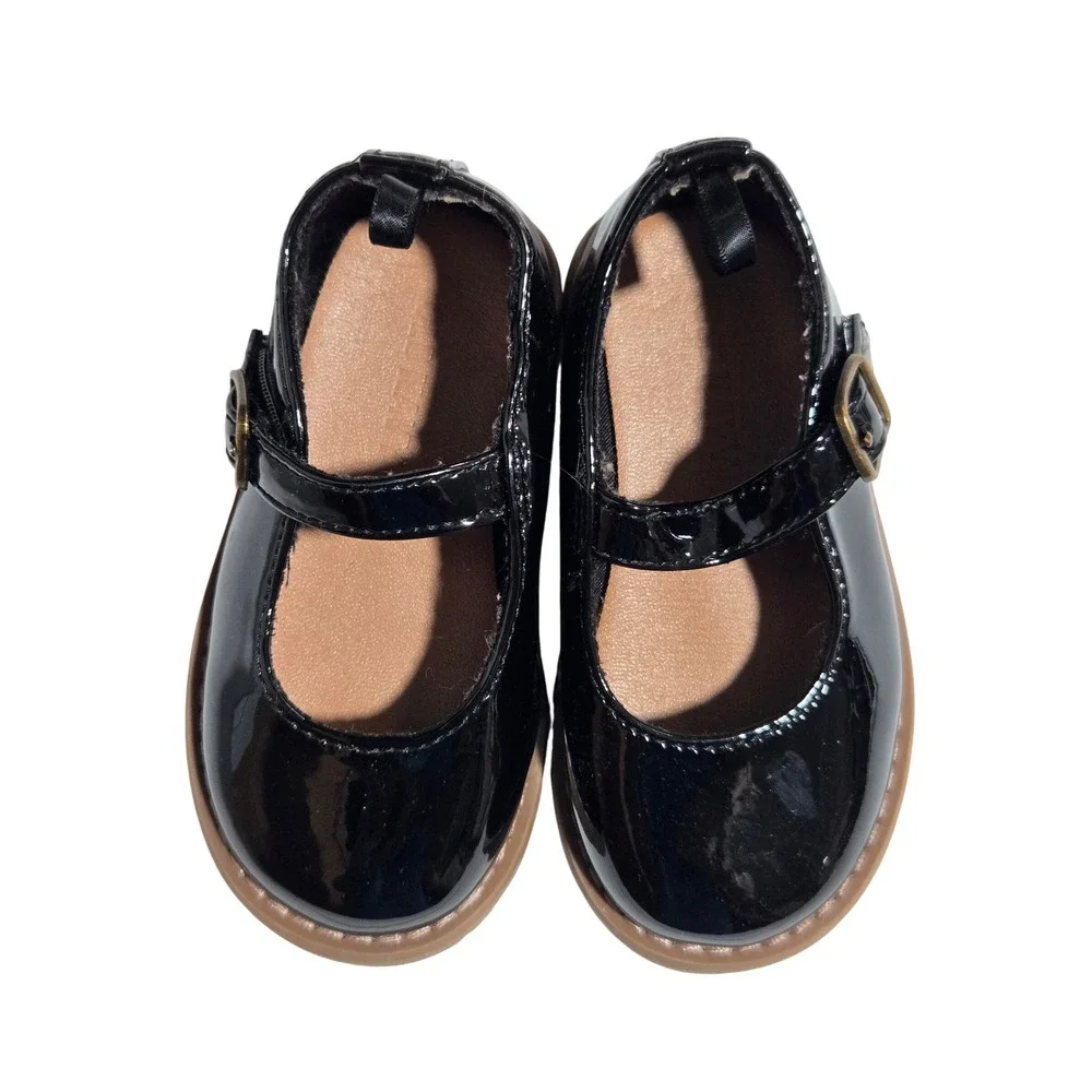 Old Navy Black Patent Mary Jane Buckle Toddler‎ Shoes Girls Size 6